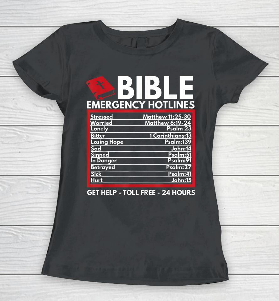 Bible Emergency Hotlines Christian Women T-Shirt