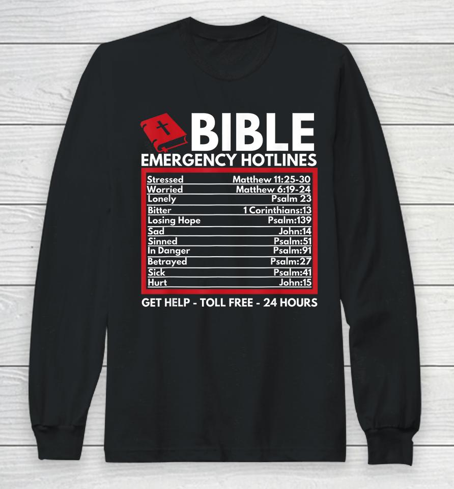 Bible Emergency Numbers Funny Christian Bible &Amp; Jesus Long Sleeve T-Shirt