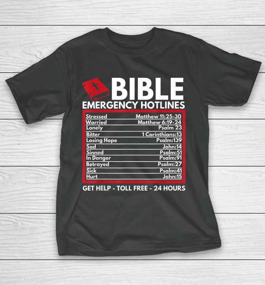 Bible Emergency Numbers Funny Christian Bible &Amp; Jesus T-Shirt
