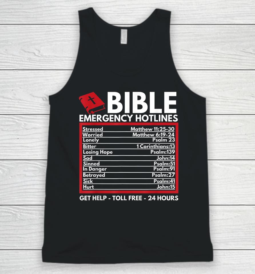 Bible Emergency Numbers Funny Christian Bible &Amp; Jesus Unisex Tank Top