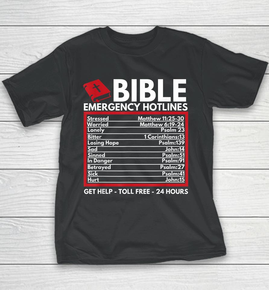 Bible Emergency Numbers Funny Christian Bible &Amp; Jesus Youth T-Shirt