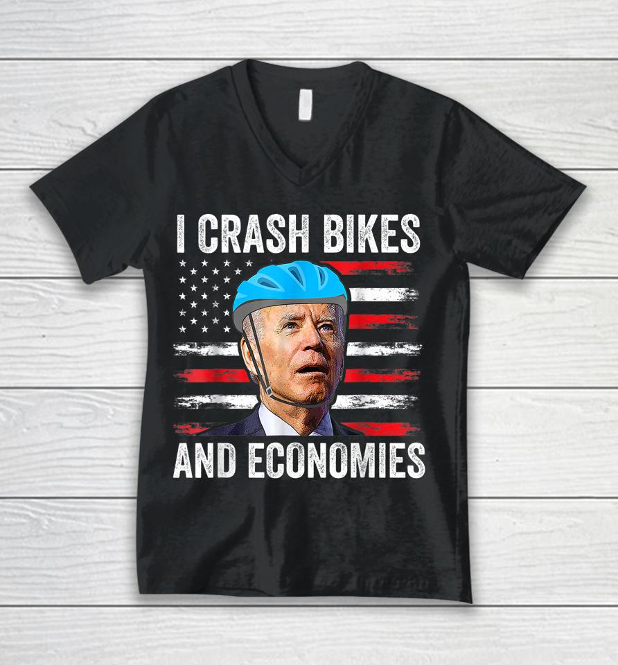 Biden Bicycle I Crash Bikes And Economies Unisex V-Neck T-Shirt