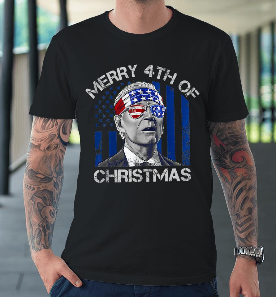 Biden Confused Merry Happy 4Th Of July Christmas Flag Premium T-Shirt