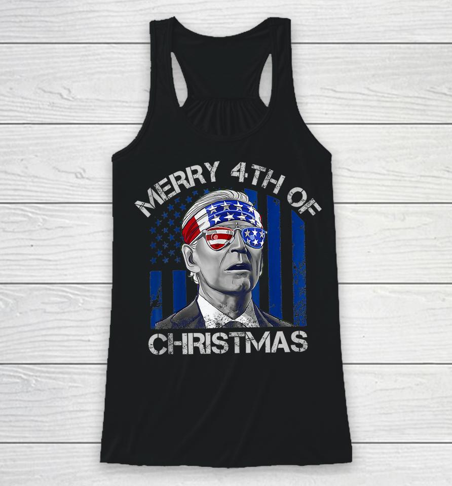 Biden Confused Merry Happy 4Th Of July Christmas Flag Racerback Tank