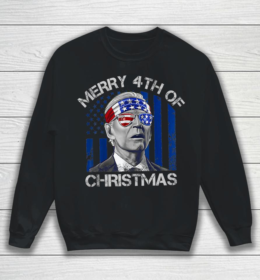 Biden Confused Merry Happy 4Th Of July Christmas Flag Sweatshirt