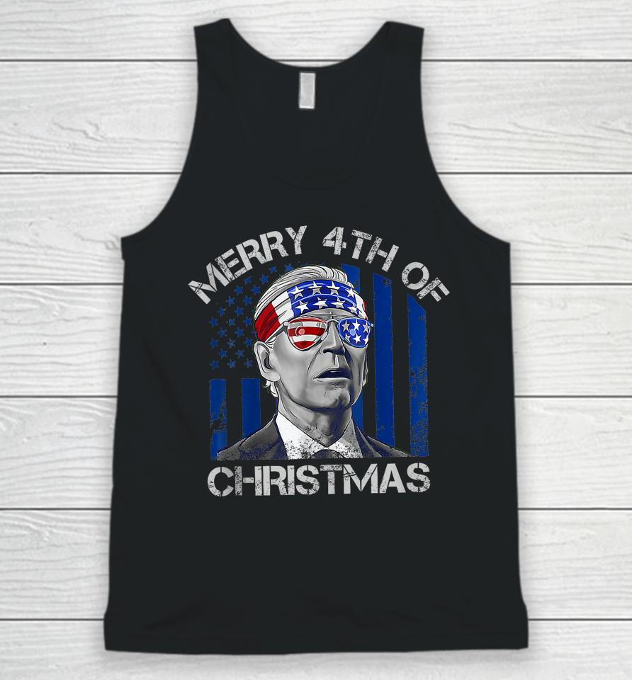 Biden Confused Merry Happy 4Th Of July Christmas Flag Unisex Tank Top