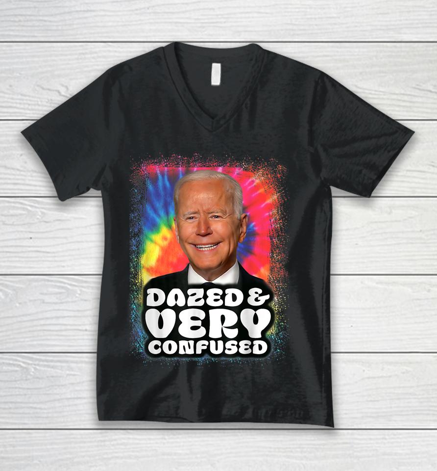 Biden Dazed And Very Confused Tiedye Funny Unisex V-Neck T-Shirt