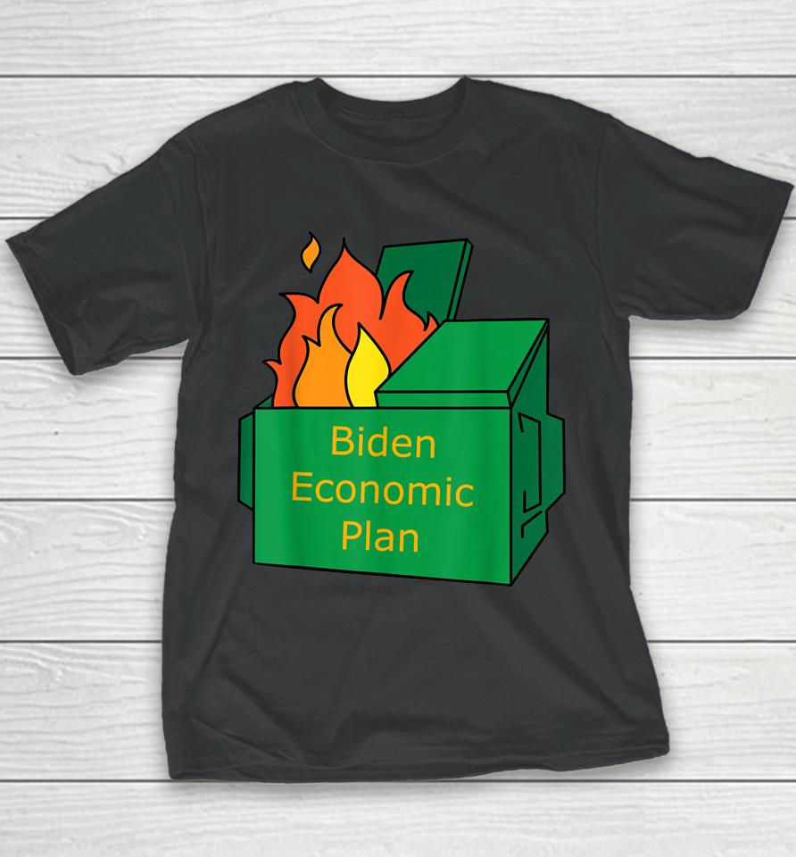Biden Economic Plan Dumpster Fire Political Humor Youth T-Shirt