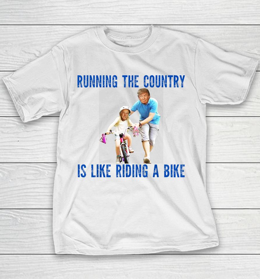 Biden Falls Off Bike Funny Joe Biden Falling Off His Bicycle Youth T-Shirt