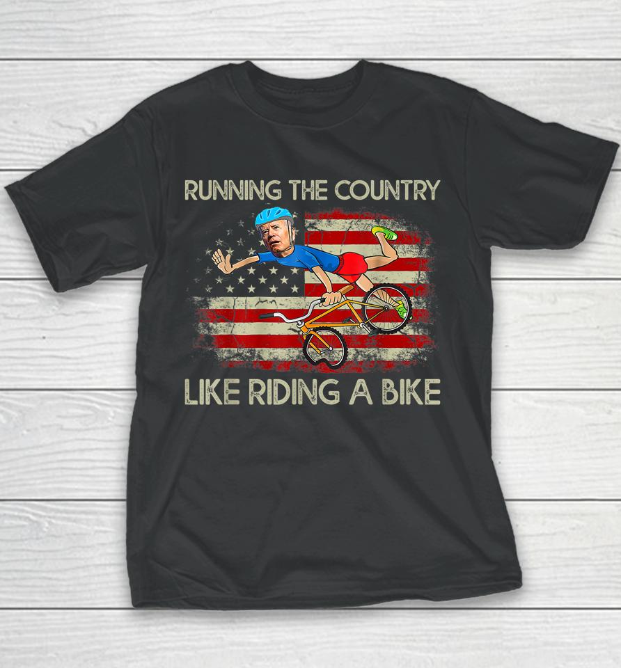 Biden Falls Off Bike Joe Biden Falling Off His Bicycle Youth T-Shirt