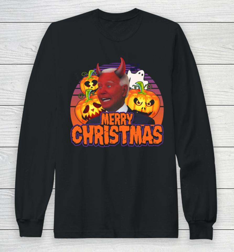 Biden Halloween Funny Confused Merry Christmas Long Sleeve T-Shirt