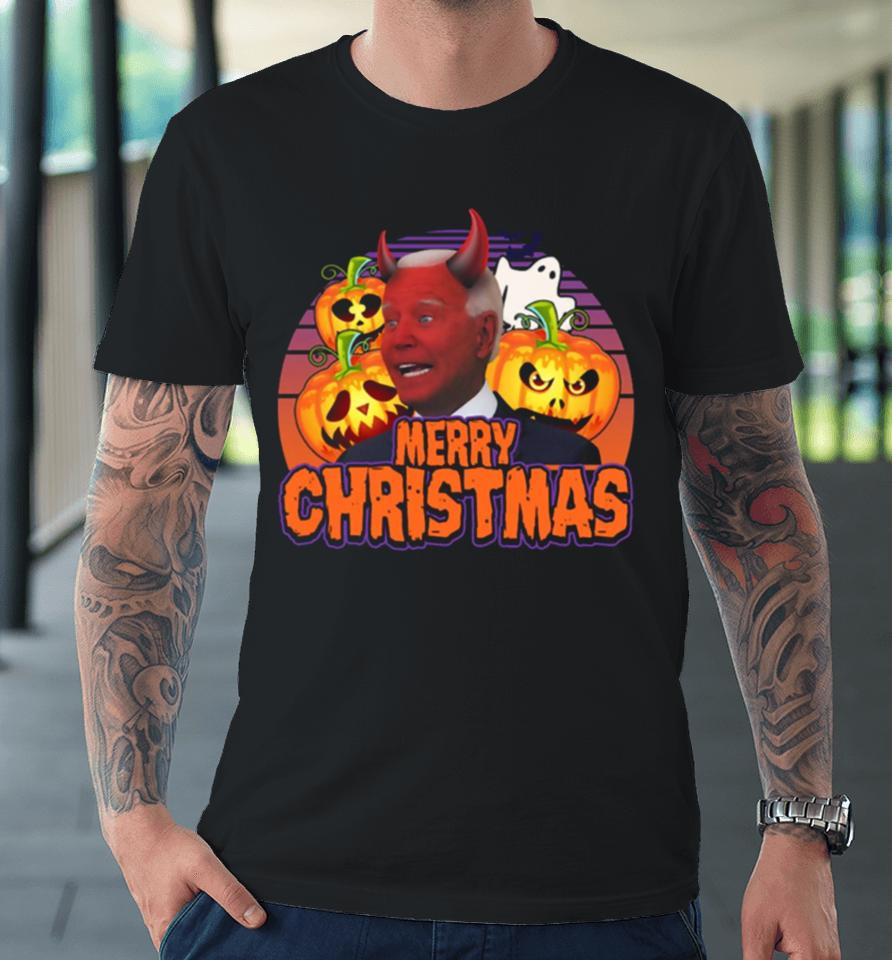 Biden Halloween Funny Confused Merry Christmas Premium T-Shirt