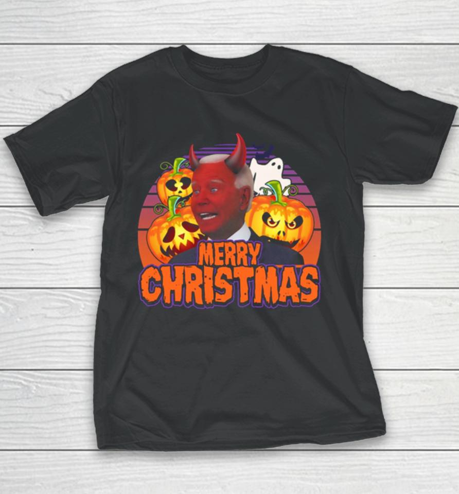 Biden Halloween Funny Confused Merry Christmas Youth T-Shirt