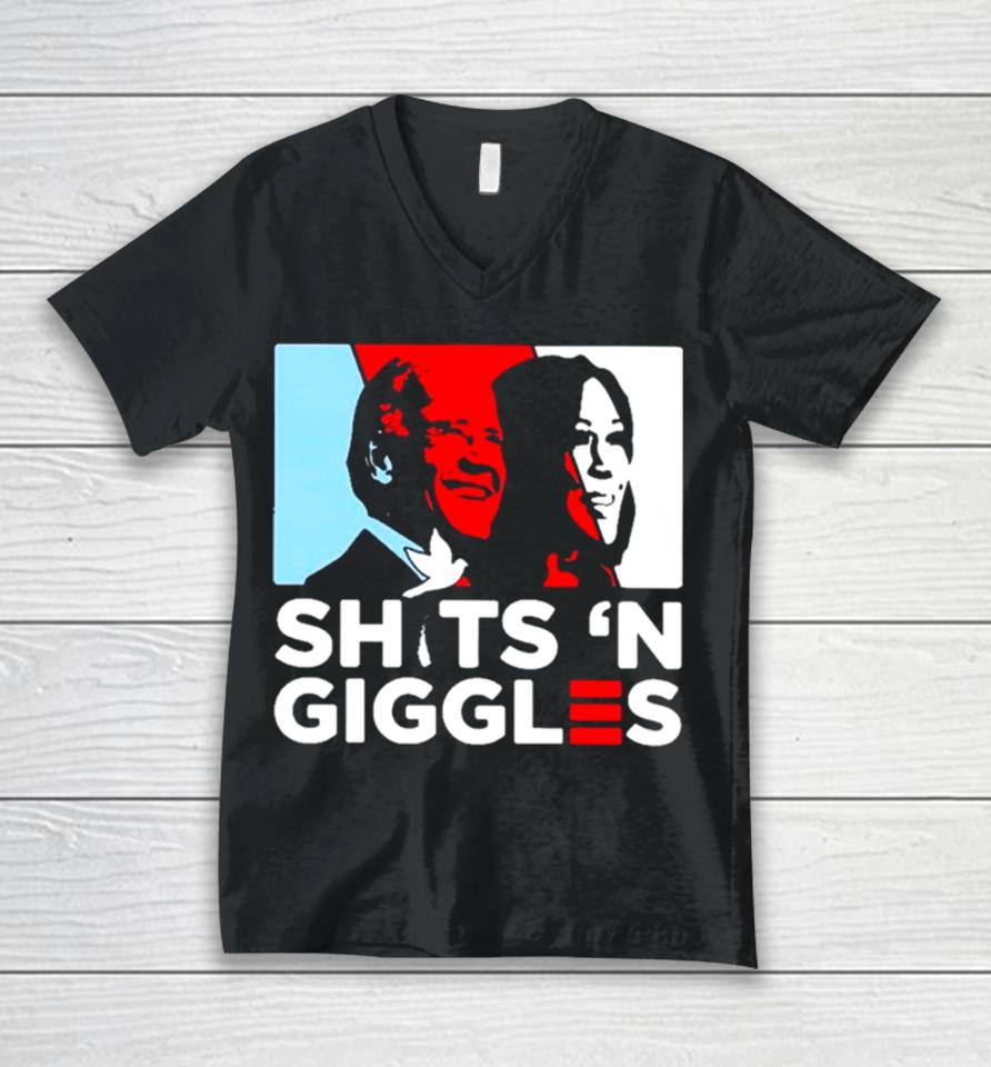 Biden Harris Sh.t N Giggles Unisex V-Neck T-Shirt