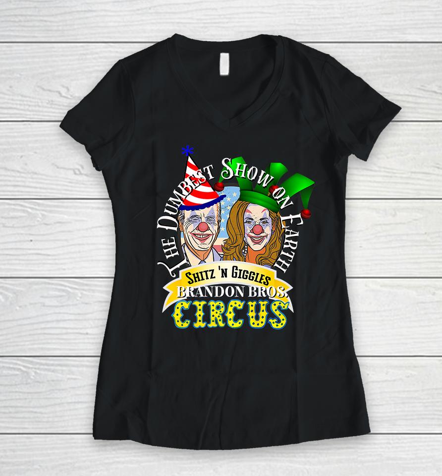 Biden Jingle Joe Giggles Circus Trump 2024 Conservative Women V-Neck T-Shirt
