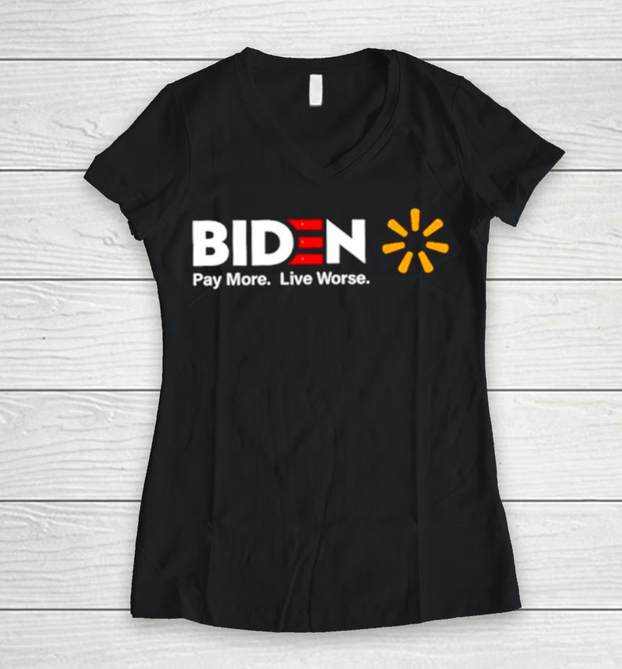 Biden Pay More Live Worse China Flag Women V-Neck T-Shirt