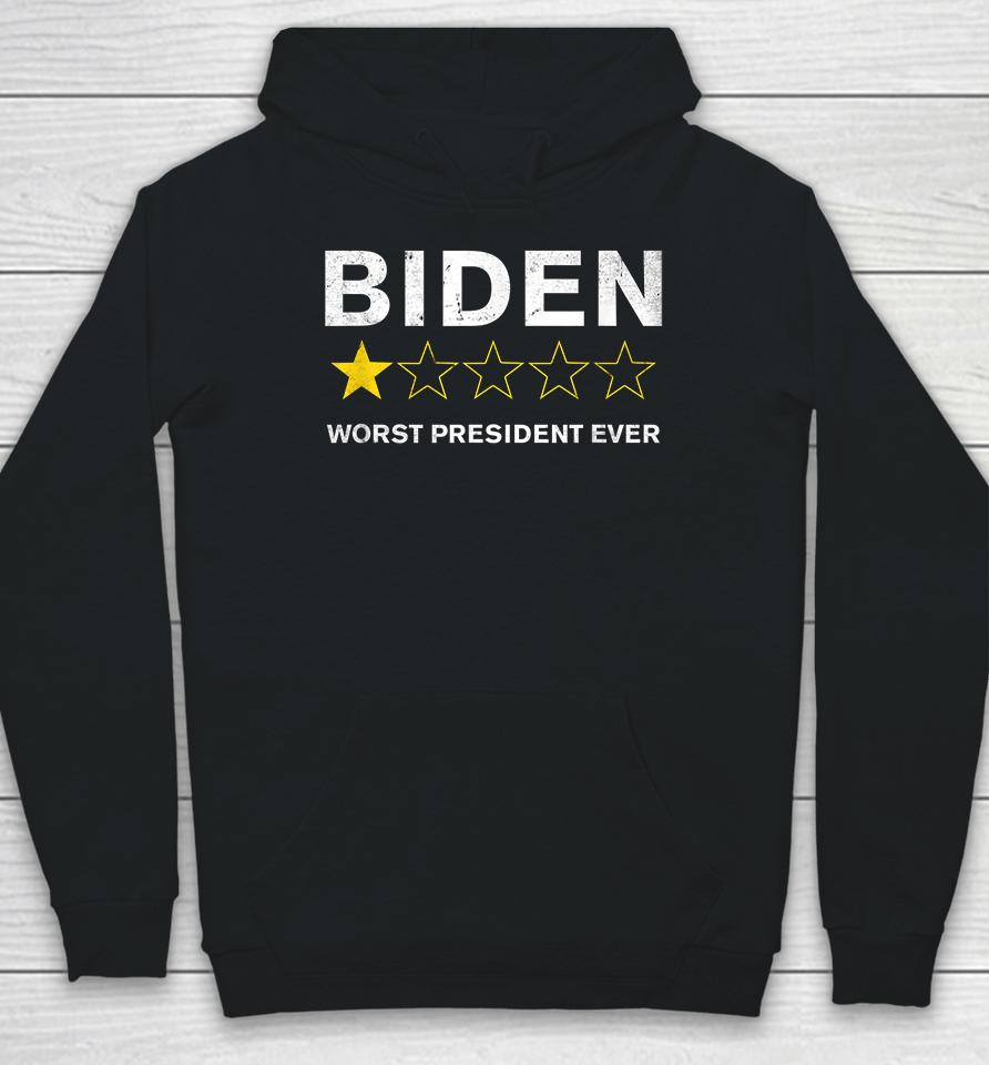 Biden Worst President Ever 1 Star Rating Hoodie