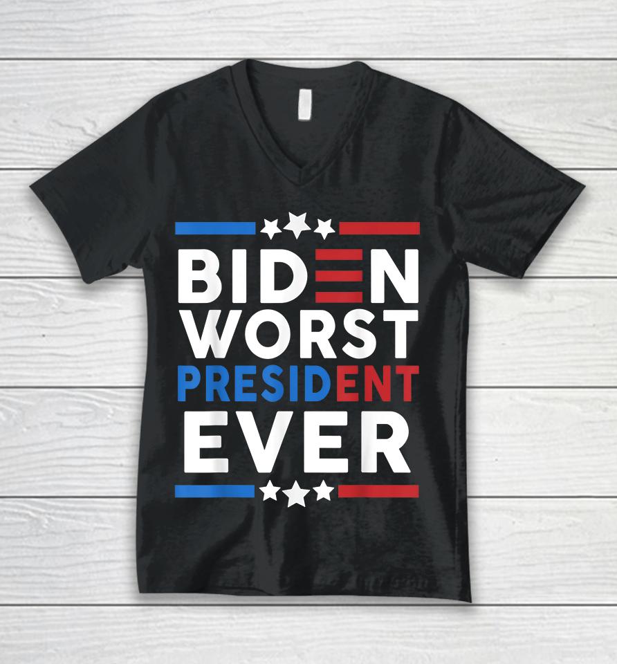 Biden Worst President Ever Unisex V-Neck T-Shirt