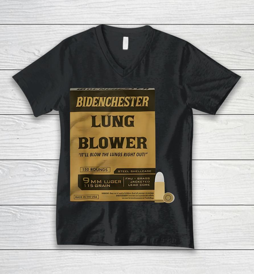Bidenchester Lung Blower It'll Blow The Lings Right Out Unisex V-Neck T-Shirt