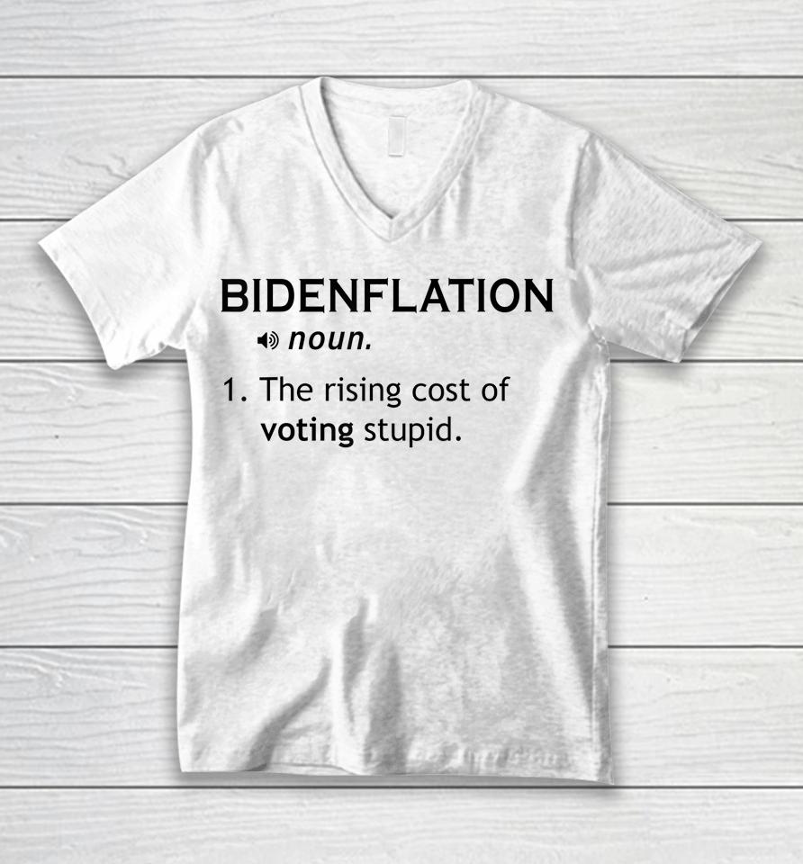 Bidenflation The Rising Cost Of Voting Stupid Unisex V-Neck T-Shirt