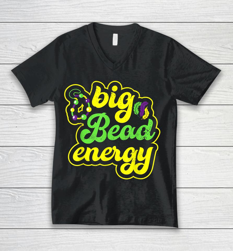 Big Bead Energy Vintage Mardi Gras Unisex V-Neck T-Shirt