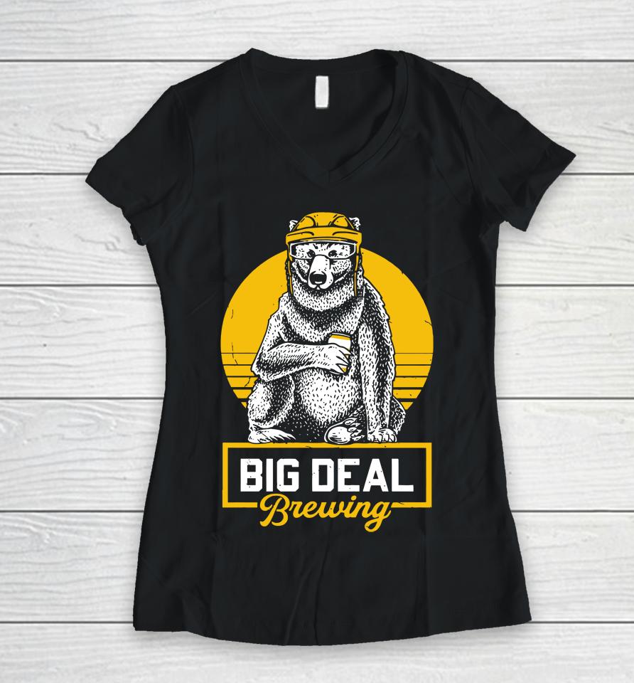Big Deal Brewing Bear Women V-Neck T-Shirt