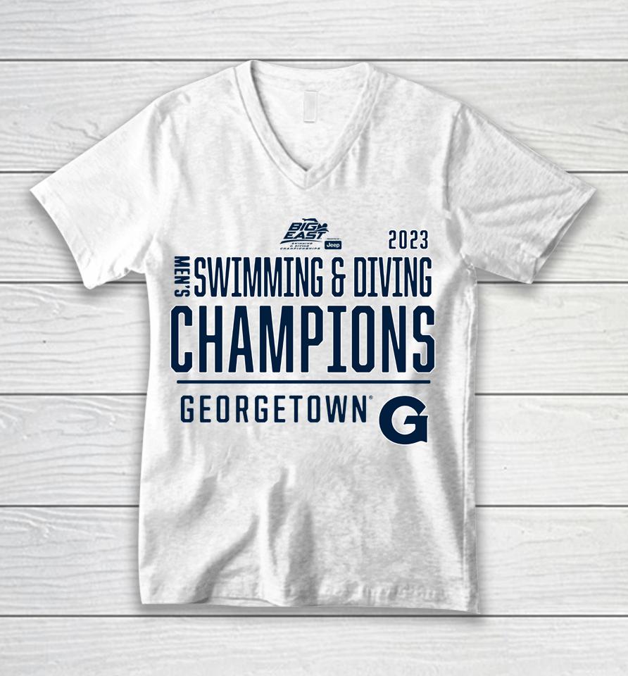 Big East Men's Swimming Diving Champions Georgetown Hoyas 2023 Unisex V-Neck T-Shirt
