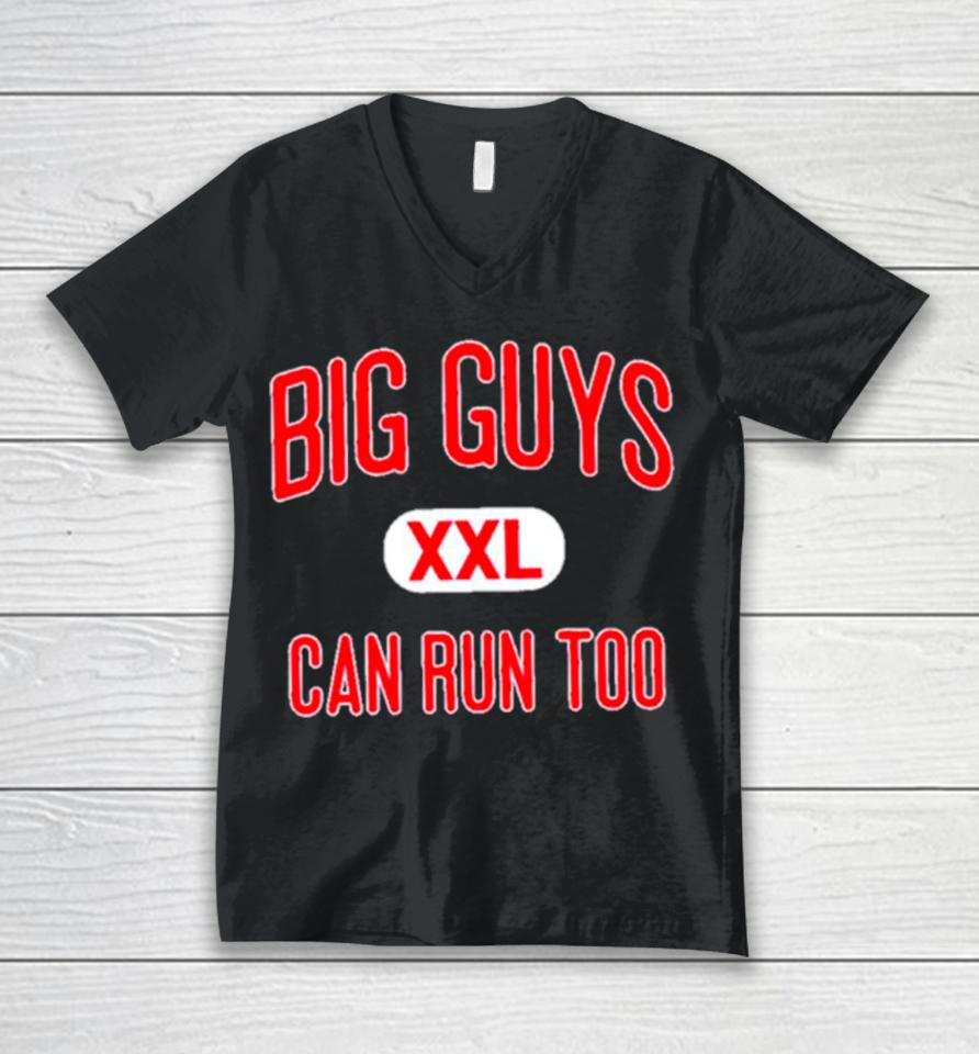 Big Guys Can Run Too Unisex V-Neck T-Shirt
