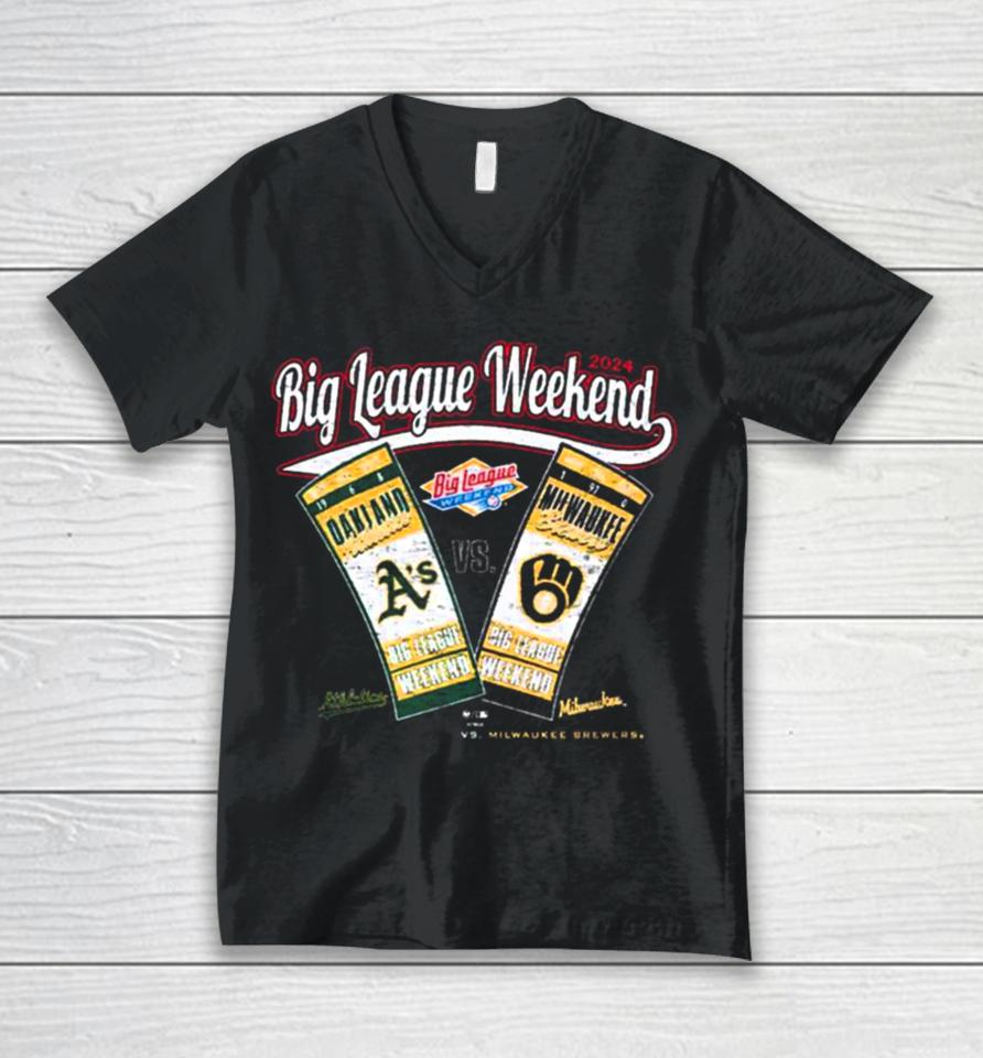 Big League Weekend 2024 Oakland Athletics Vs Milwaukee Brewers Unisex V-Neck T-Shirt