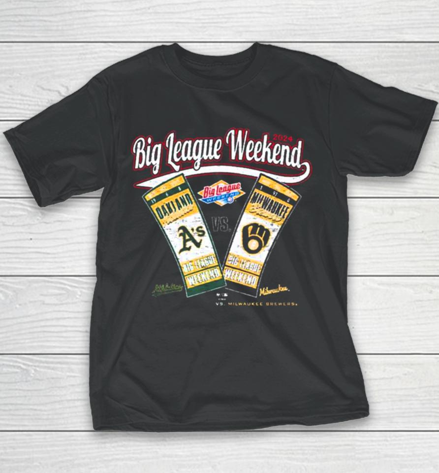 Big League Weekend 2024 Oakland Athletics Vs Milwaukee Brewers Youth T-Shirt