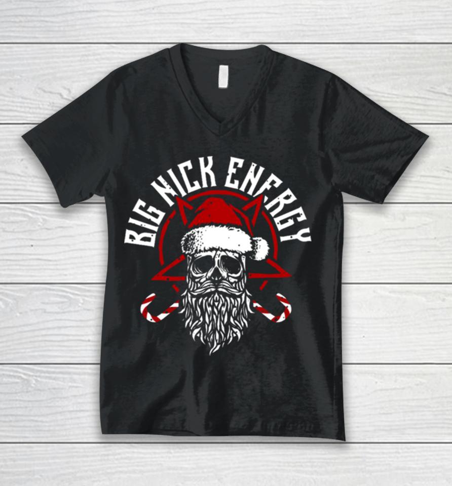 Big Nick Energy Funny Santaa Claus Skull Beard Unisex V-Neck T-Shirt