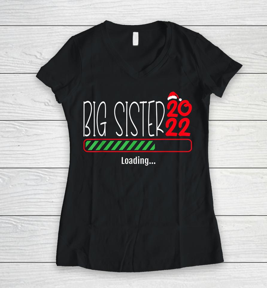 Big Sister 2022 Christmas Pregnancy Women V-Neck T-Shirt