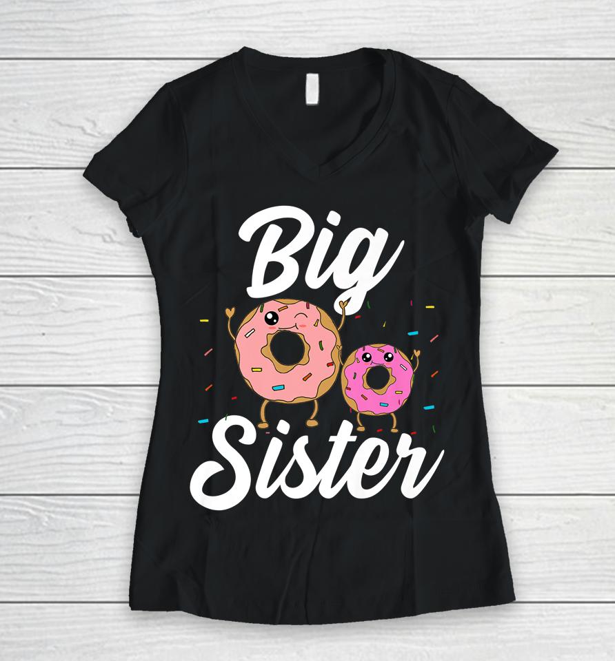 Big Sister Donut Women V-Neck T-Shirt
