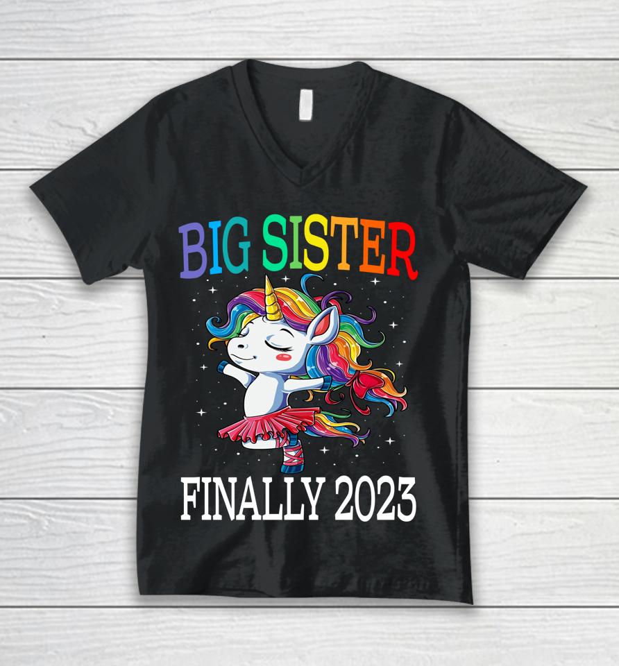 Big Sister Finally 2023 Unicorn Unisex V-Neck T-Shirt
