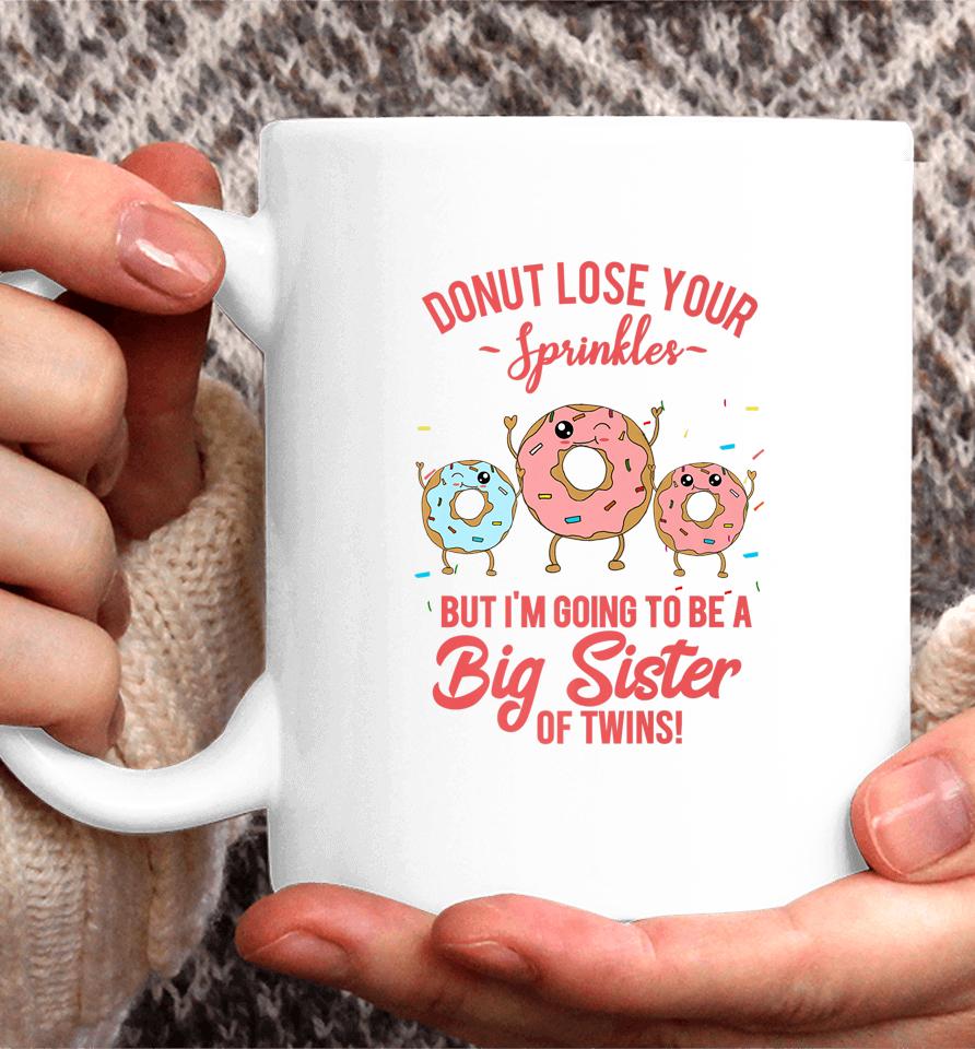 Big Sister Of Twins Pregnancy Reveal Donut Funny Sibling Coffee Mug