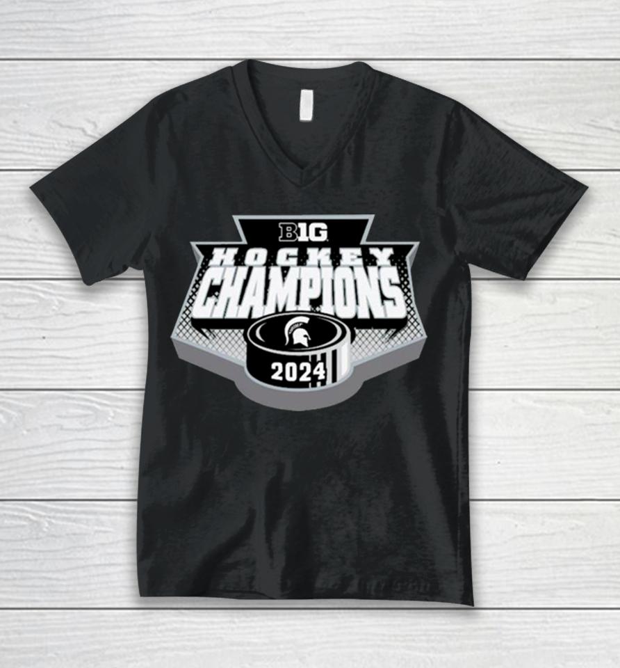 Big Ten Men’s Ice Hockey Regular Season Champions 2024 Michigan State Spartans Unisex V-Neck T-Shirt