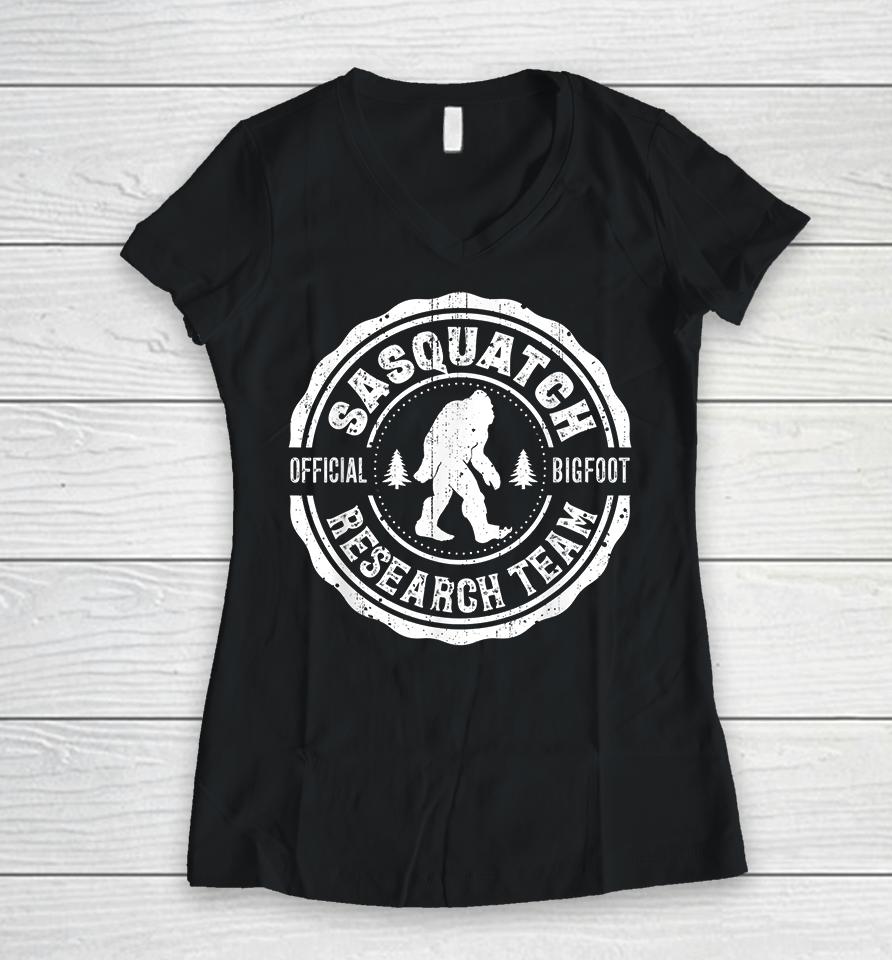 Bigfoot Finding Sasquatch Research Team Vintage Women V-Neck T-Shirt