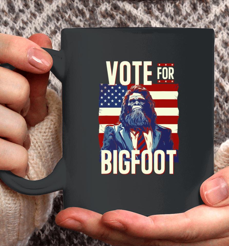 Bigfoot For President Election Vote Sasquatch American Flag 2024 Coffee Mug