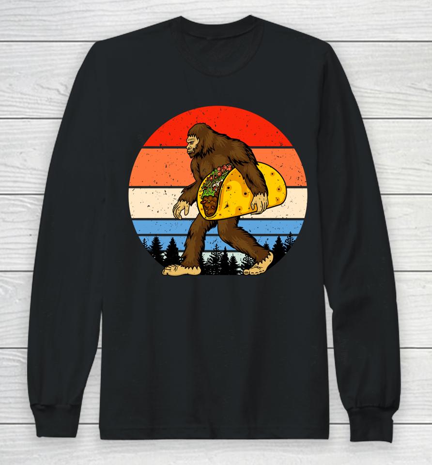Bigfoot Holding A Taco Long Sleeve T-Shirt
