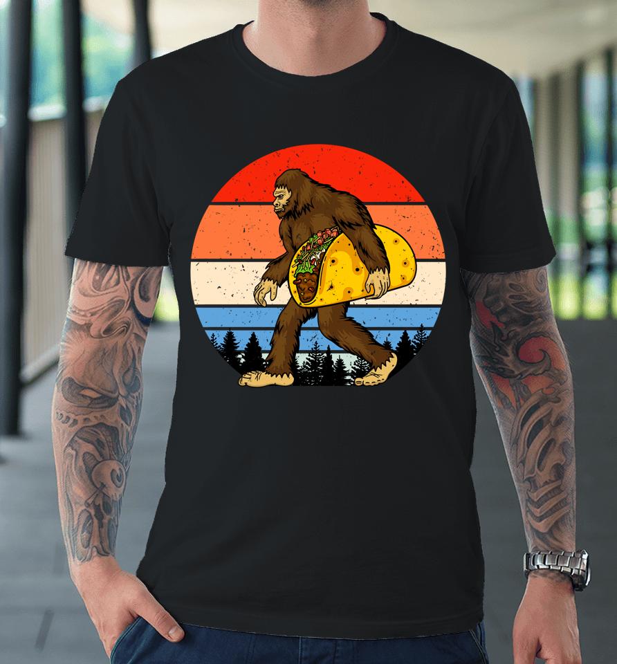 Bigfoot Holding A Taco Premium T-Shirt