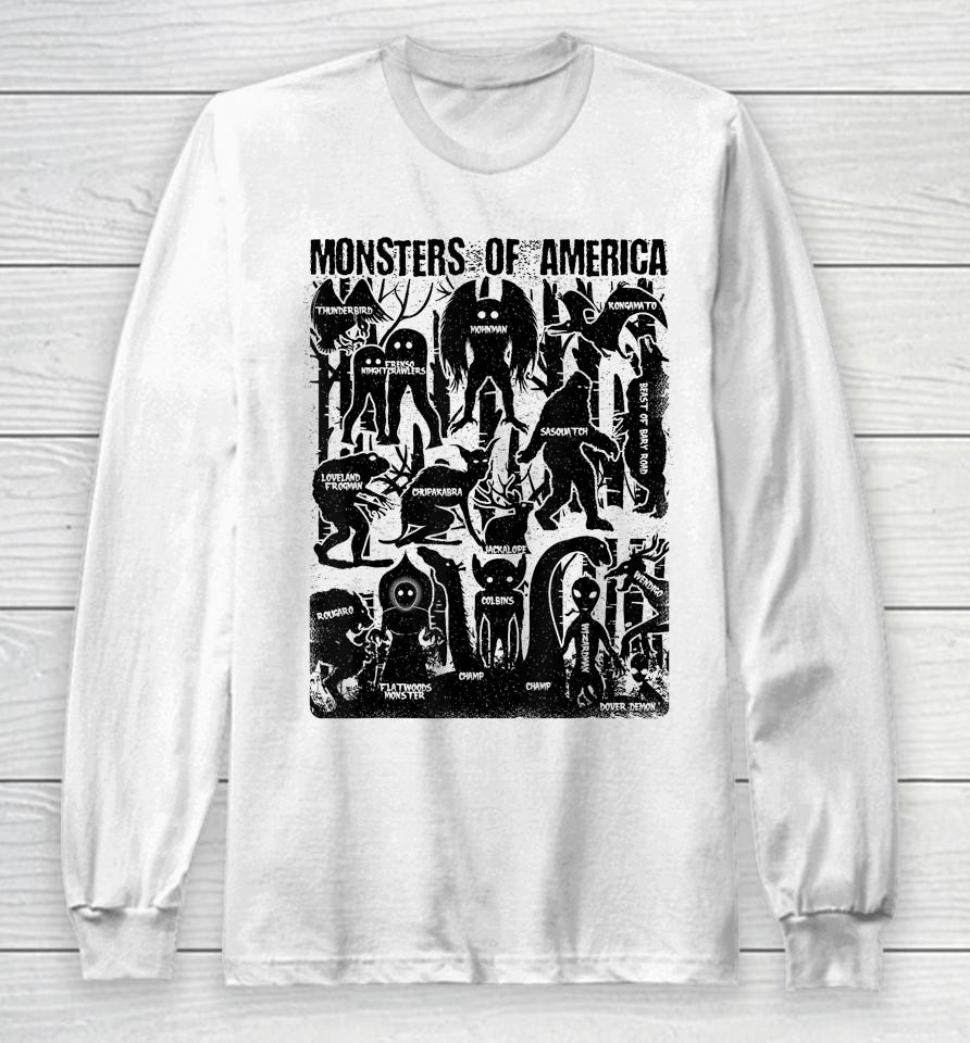 Bigfoot Mothman Dogman Wendigo And Other Monsters! Cryptid Long Sleeve T-Shirt