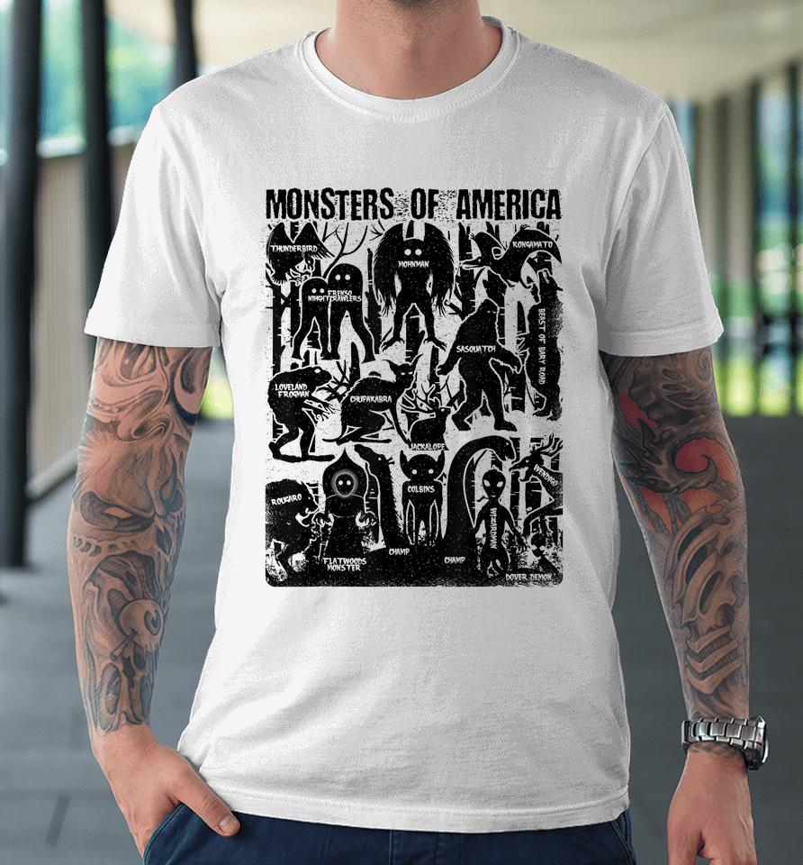 Bigfoot Mothman Dogman Wendigo And Other Monsters! Cryptid Premium T-Shirt