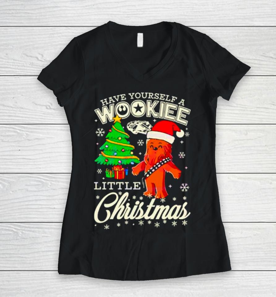 Bigfoot Santa Have Yourself A Wookiee Little Christmas Women V-Neck T-Shirt