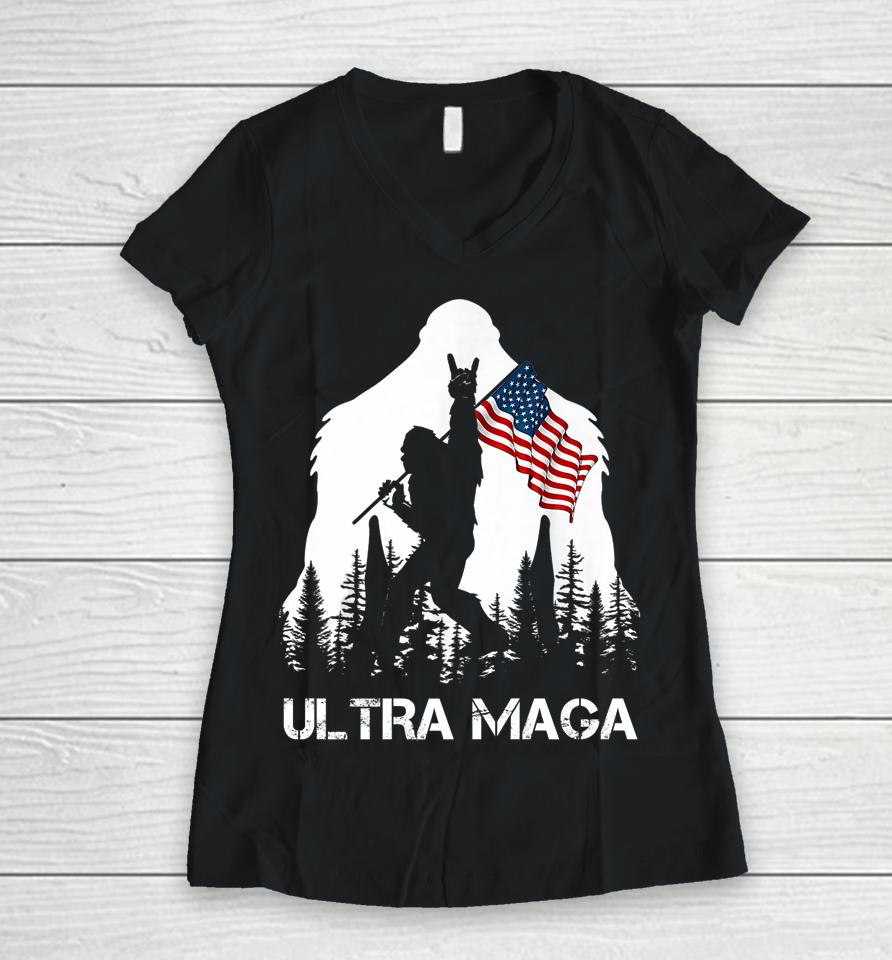 Bigfoot Ultra Maga Women V-Neck T-Shirt