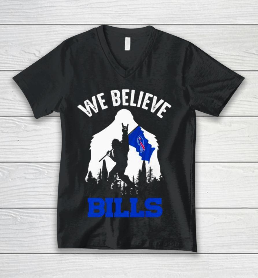 Bigfoot We Believe Buffalo Bills Nfl Flag Unisex V-Neck T-Shirt