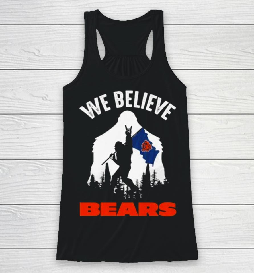 Bigfoot We Believe Chicago Bears Nfl Flag Racerback Tank