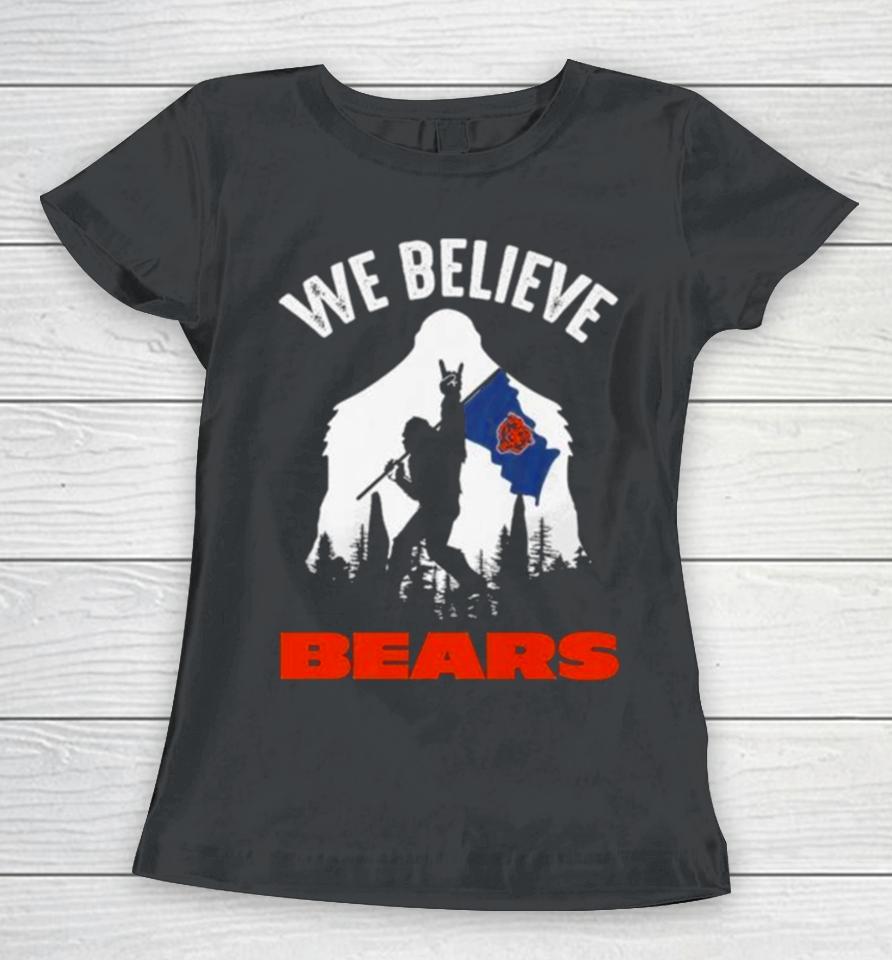 Bigfoot We Believe Chicago Bears Nfl Flag Women T-Shirt