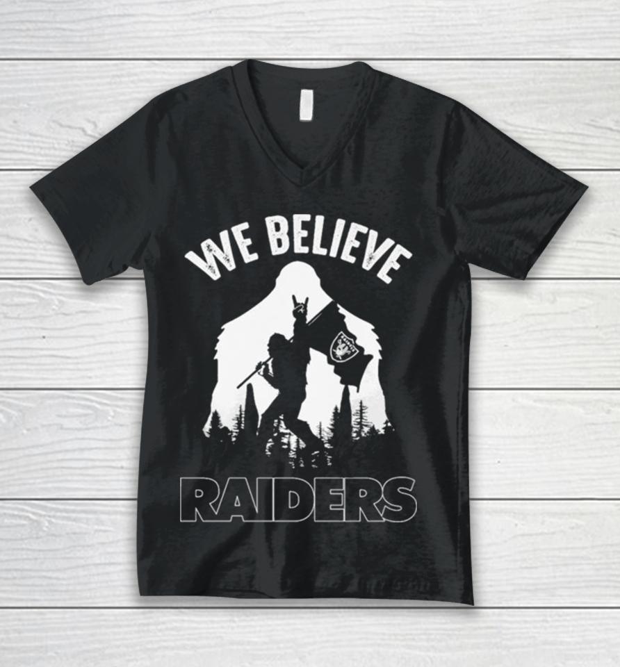 Bigfoot We Believe Las Vegas Raiders Nfl Flag Unisex V-Neck T-Shirt