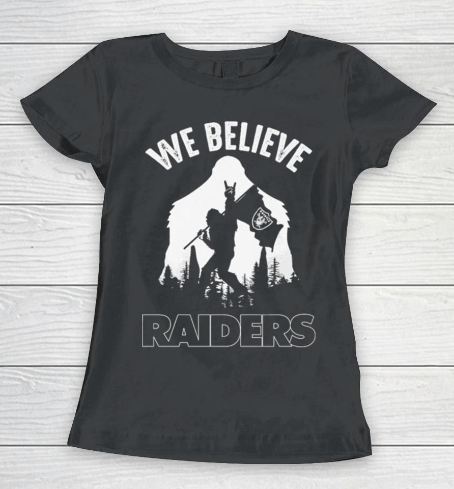 Bigfoot We Believe Las Vegas Raiders Nfl Flag Women T-Shirt