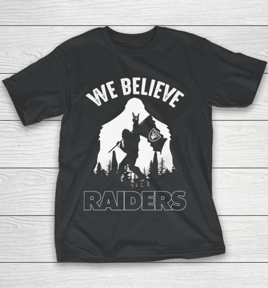 Bigfoot We Believe Las Vegas Raiders Nfl Flag Youth T-Shirt
